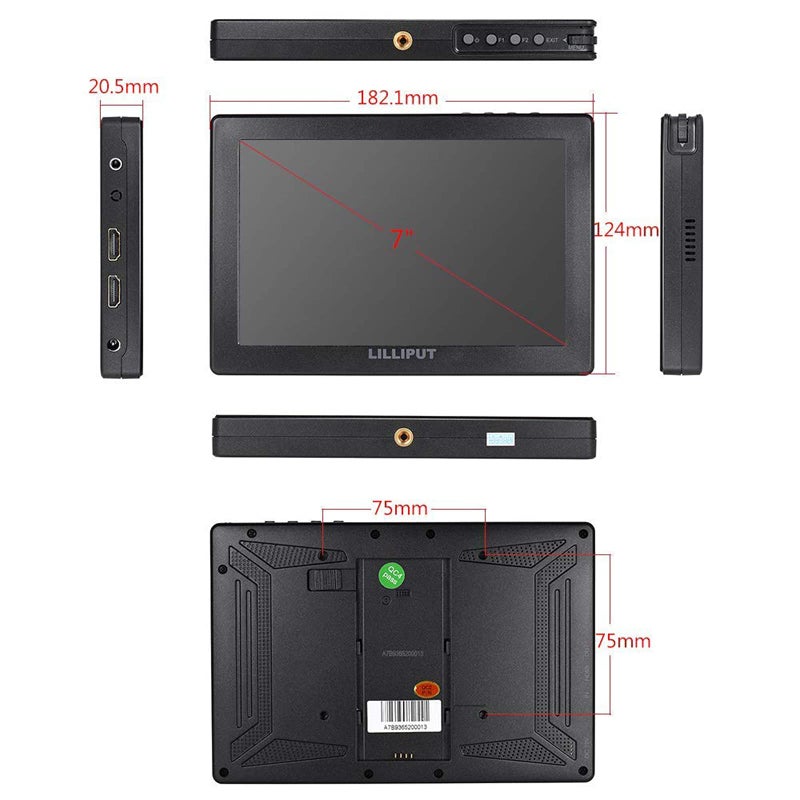 LILLIPUT A7S 7" 1920x1200 IPS Screen Camera Field Monitor 4K HDMI Input Output Video for DSLR Mirrorless Camera Sony A7S II A6500 Panasonic GH5 Canon 5D Mark IV DJI Ronin M Black VIVITEQ Exclusively - Image 2